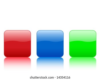 Color rounded squares buttons, isolated on white background. Vector illustration