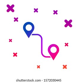 Color Route location icon isolated on white background. Map pointer sign. Concept of path or road. GPS navigator. Gradient random dynamic shapes. Vector Illustration