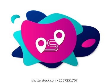 Color Route location icon isolated on white background. Map pointer sign. Concept of path or road. GPS navigator. Abstract banner with liquid shapes. Vector