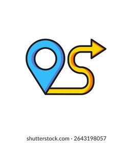 Color Route location icon isolated on white background. Map pointer sign. Concept of path or road. GPS navigator. Flat filled outline style with shadow. Vector