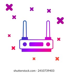 Color Router and wi-fi signal icon isolated on white background. Wireless ethernet modem router. Computer technology internet. Gradient random dynamic shapes. Vector