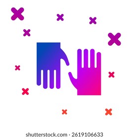 Color Rubber gloves icon isolated on white background. Latex hand protection sign. Housework cleaning equipment symbol. Gradient random dynamic shapes. Vector