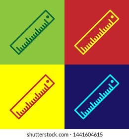 Color Ruler icon isolated on color background. Straightedge symbol.  Vector Illustration