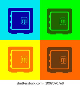 color safe box icon set vector design