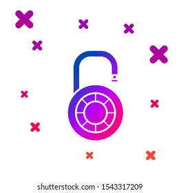 Color Safe combination lock wheel icon isolated on white background. Combination padlock. Security, safety, protection, password, privacy. Gradient random dynamic shapes. Vector Illustration