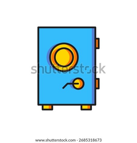 Color Safe icon isolated on white background. The door safe a bank vault with a combination lock. Reliable Data Protection. Flat filled outline style with shadow. Vector
