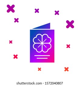 Color Saint Patricks Day party flyer, brochure, holiday invitation, postcard, corporate celebration icon isolated on white background. Gradient random dynamic shapes. Vector Illustration
