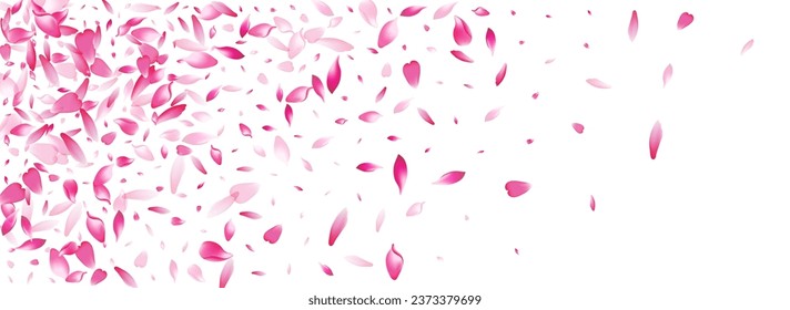 Color Sakura Petal Vector Panoramic Background. Pastel Wallpaper Lotus Petal Template. Flower Petal Modern Poster. Spring Peach Petal Cover.