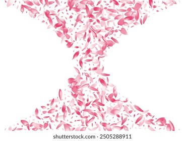 Color Sakura Petal Vector White Background. Pink Fly Cherry Petal Texture. Peach Petal Wallpaper Illustration. Summer Apple Petal Template.