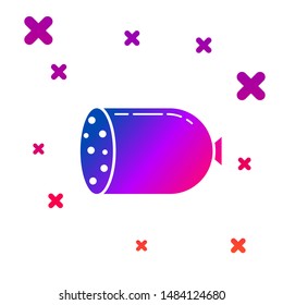Color Salami sausage icon isolated on white background. Meat delicatessen product. Gradient random dynamic shapes. Vector Illustration