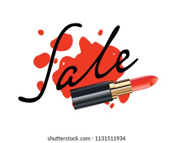 Color sale banner with bright lipstick