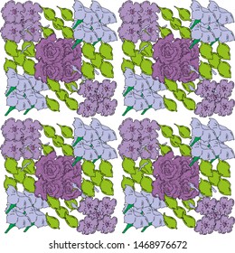 Color sample of flowers and leaves.