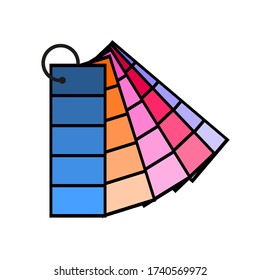 Muestras de color para determinar las preferencias en la industria de impresión. Ilustración vectorial. Icono de colorido del libro de guías