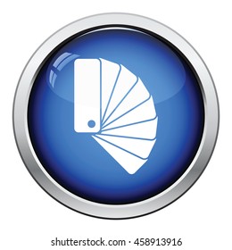 Color samples icon. Glossy button design. Vector illustration.
