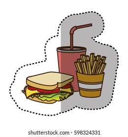 color sandwich, soda and fries french icon, vector illustraction design