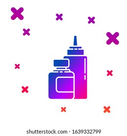 Color Sauce bottle icon isolated on white background. Ketchup, mustard and mayonnaise bottles with sauce for fast food. Gradient random dynamic shapes. Vector Illustration