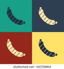 Color Sausage icon isolated on color background. Grilled sausage and aroma sign. Vintage style drawing. Vector Illustration