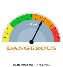 Color scale with an arrow from yellow to red. The measuring device icon- sign dangerous. Vector illustration
