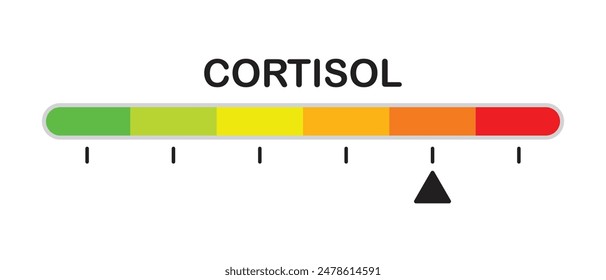 Color scale, cortisol level indicator, stress and anxiety measurement, flat design.