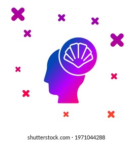 Color Scallop sea shell icon isolated on white background. Seashell sign. Gradient random dynamic shapes. Vector