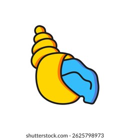 Color Scallop sea shell icon isolated on white background. Seashell sign. Flat filled outline style with shadow. Vector