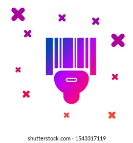 Color Scanner scanning bar code icon isolated on white background. Barcode label sticker. Identification for delivery with bars. Gradient random dynamic shapes. Vector Illustration