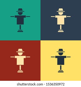 Color Scarecrow icon isolated on color background. Vintage style drawing. Vector Illustration