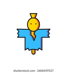 Color Scarecrow icon isolated on white background. Happy Halloween party. Flat filled outline style with shadow. Vector