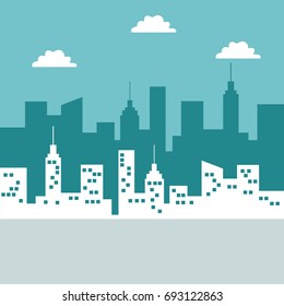 color scene city landscape background in silhouette