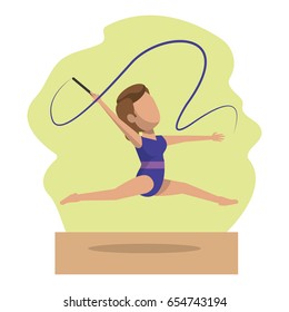 color scene with faceless woman rhythmic gymnastics