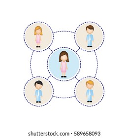 color schematic with faceless working groups vector illustration