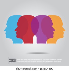 ilustração esquemática de cores de uma cabeça humana como ícone de vetor de silhueta