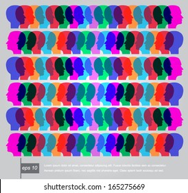 color schematic illustration of a human head as silhouette vector icon