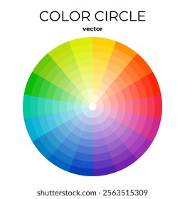 Color scheme circle. Color palette vector illustration. Primary colours full spectrum wheel. Rainbow hue round diagram. Complementary colors mixing circular infographic. Colorful chromatic sample.