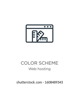 Color scheme icon. Thin linear color scheme outline icon isolated on white background from web hosting collection. Line vector sign, symbol for web and mobile