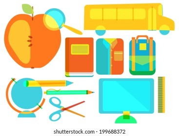 Color school icon collection over white, VECTOR