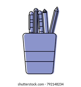 color school utensils inside cup tool design