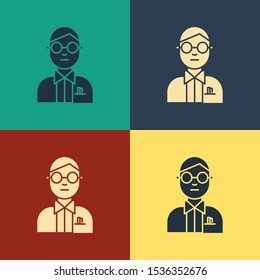 Color Scientist icon isolated on color background. Vintage style drawing. Vector Illustration