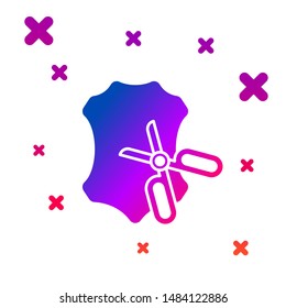 Color Scissors and leather icon isolated on white background. Tailor symbol. Cutting tool sign. Gradient random dynamic shapes. Vector Illustration
