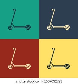 Color Scooter icon isolated on color background. Vintage style drawing. Vector Illustration