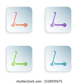 Color Scooter icon isolated on white background. Set icons in colorful square buttons. Vector Illustration