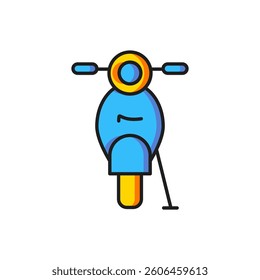 Color Scooter icon isolated on white background. Flat filled outline style with shadow. Vector