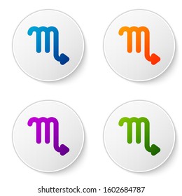 Color Scorpio zodiac sign icon isolated on white background. Astrological horoscope collection. Set icons in circle buttons. Vector Illustration