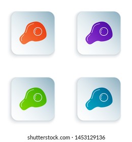Color Scrambled eggs icon isolated on white background. Home cooked food, fried egg, healthy breakfast, omelet icon. Set icons in colorful square buttons. Vector Illustration
