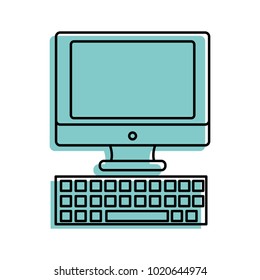 color screen computer with keyboard technology icon