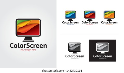Color screen creative and minimalist logo template Set