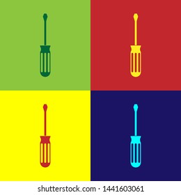 Color Screwdriver icon isolated on color background. Service tool symbol.  Vector Illustration