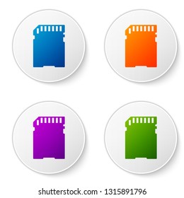 Color SD card icon isolated on white background. Memory card. Adapter icon. Set color icon in circle buttons. Vector Illustration