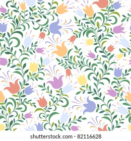 Color seamless background with flowers