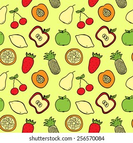 Color seamless fruits background design